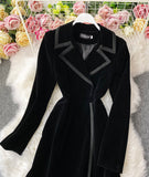 Elegant Velvet Long Coat Dress HZ1022