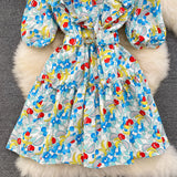 Cute V-neck Floral Dresses, A-line Fashion Dresses HZ1022