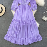 Cute A-line Chiffon Dresses, V-neck 1/2 Sleeve Fashion Dresses HZ1022