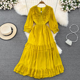 Cute A-line Chiffon Dresses, V-neck 1/2 Sleeve Fashion Dresses HZ1022