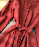 Long Sleeve Ruffle Hem Button Down Dress HZ1022