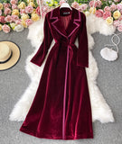 Elegant Velvet Long Coat Dress HZ1022
