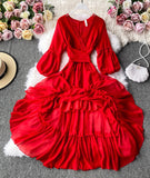 Red A Line Chiffon Dress Fashion Girl Dress HZ1022
