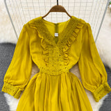 Cute A-line Chiffon Dresses, V-neck 1/2 Sleeve Fashion Dresses HZ1022