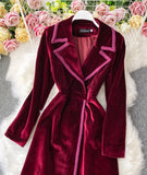 Elegant Velvet Long Coat Dress HZ1022