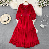 Cute A-line Chiffon Dresses, V-neck 1/2 Sleeve Fashion Dresses HZ1022