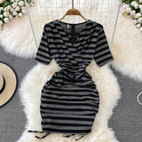Sexy V Neck Short Dress Fashion Dress HZ1022