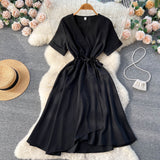 Lovely V-neck Short Dress, A-line Girl Fashion Dress HZ1022