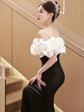 Gorgeous Mermaid Off The Shoulder Black Prom Dress HZ1022